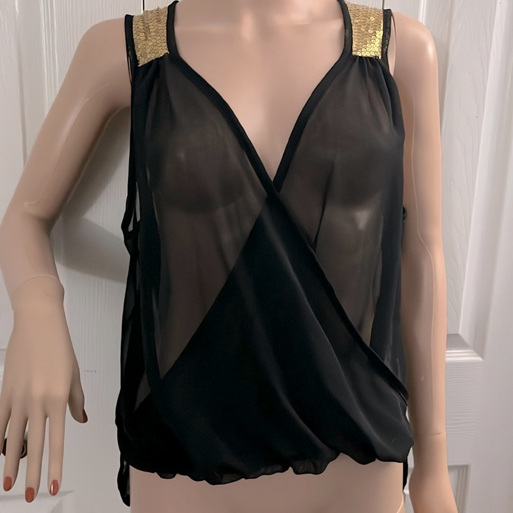 Palacio Black Sheer Crisscross Front Top